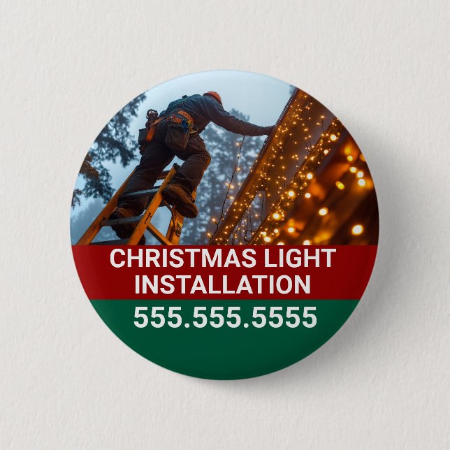 Custom Christmas Light Installation Company Button (Front)