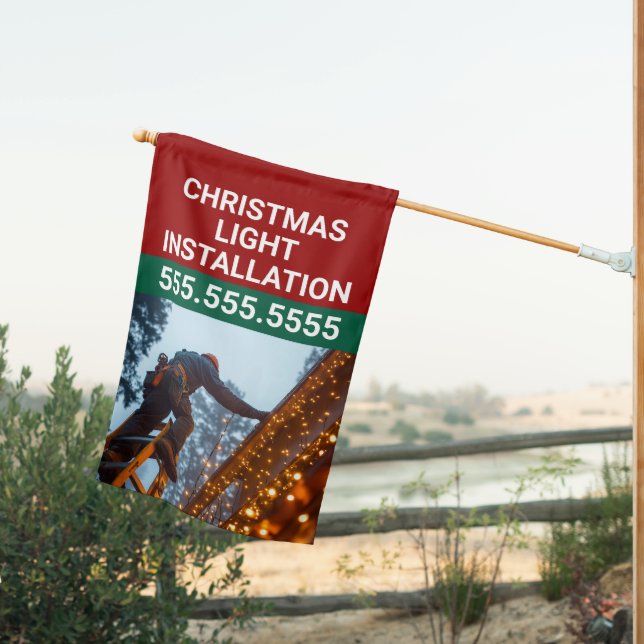 Custom Christmas Light Installation Company House Flag (Insitu (Back))