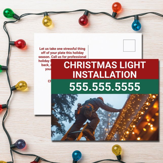 Custom Christmas Light Installation Company Postcard (Creator Uploaded)
