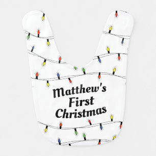 Custom Christmas Lights First Christmas Baby Bib
