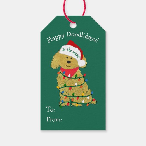 Custom Christmas Lights Goldendoodle Gift Tags