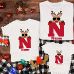 Custom Christmas Monogram With Name Cool Pajama T-Shirt<br><div class="desc">Introducing our Custom Christmas Monogram With Name Cool Pajama White T-Shirt – the perfect blend of festive style and personalized charm for your family celebrations! Elevate your holiday spirit with these unique shirts, designed to bring a cool and personalized touch to your Christmas attire. Featuring a stylish monogram with custom...</div>