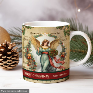 Custom Christmas Mug Vintage Angel Holiday Accent