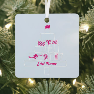 Custom Christmas Name & Photo Metal Ornament