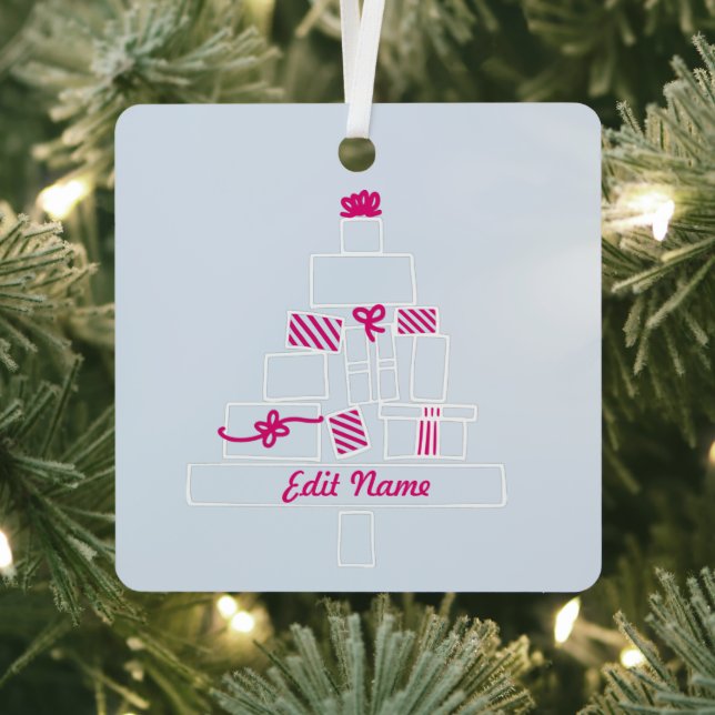 Custom Christmas Name & Photo Metal Ornament (Insitu)