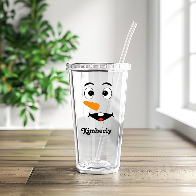Custom christmas   Name & Snowman Face    Acrylic  Tumbler (Creator Uploaded)