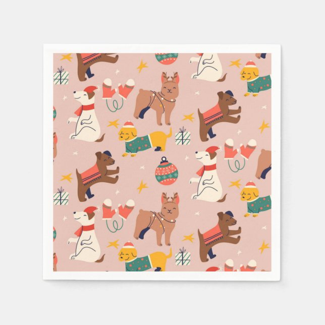 Custom Christmas Napkins with cute dogs (Front)