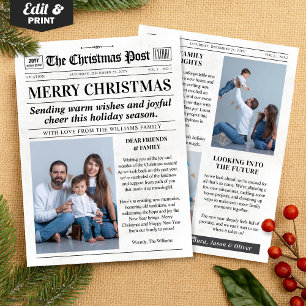 Custom Christmas Newspaper Card, Christmas Photo Holiday Card