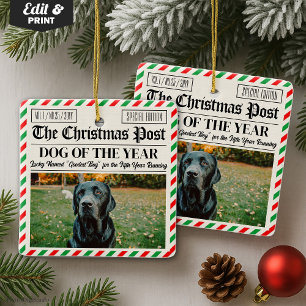 Custom Christmas Newspaper Decor, Gift for Dog  Ceramic Ornament