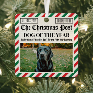 Custom Christmas Newspaper Decor, Gift for Dog Metal Ornament