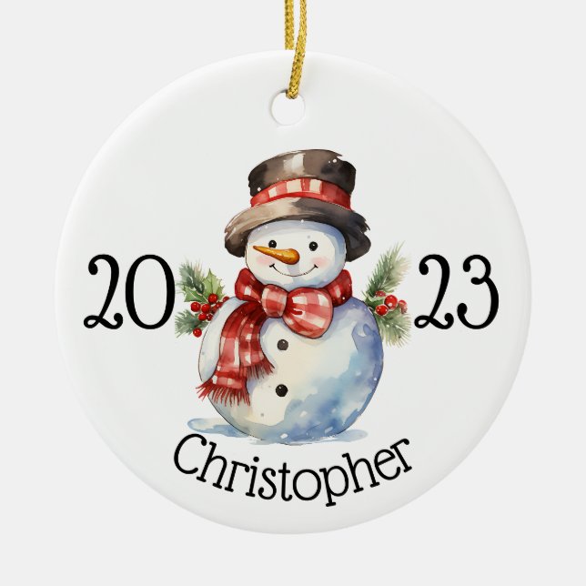 Custom christmas ornament, snowman ornaments (Front)