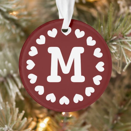 Custom Christmas ornament with couples initials