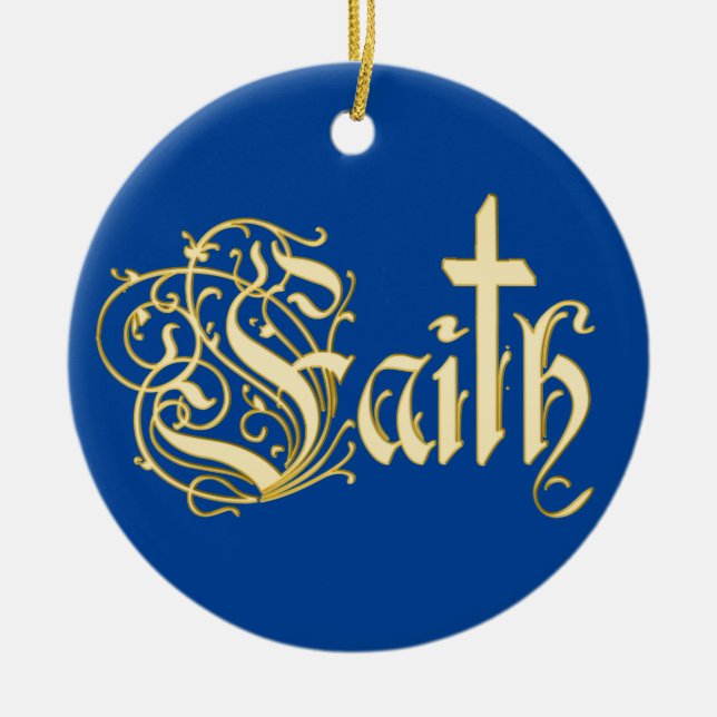 Custom Christmas Ornaments, Retro Christian Faith Ceramic Ornament (Front)