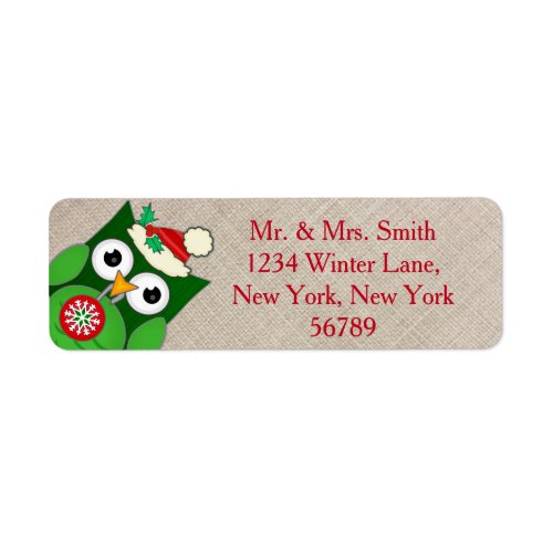 Custom Christmas Owl Return Address Labels