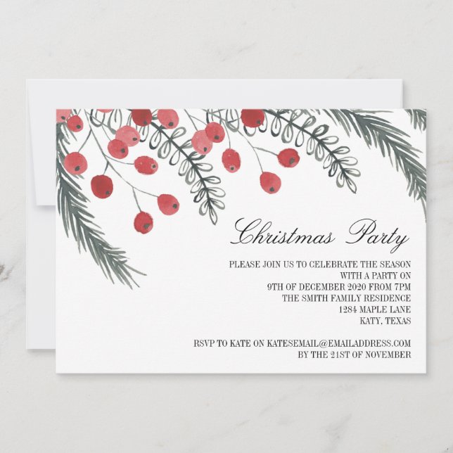 Custom Christmas Party Invitations Rustic (Front)