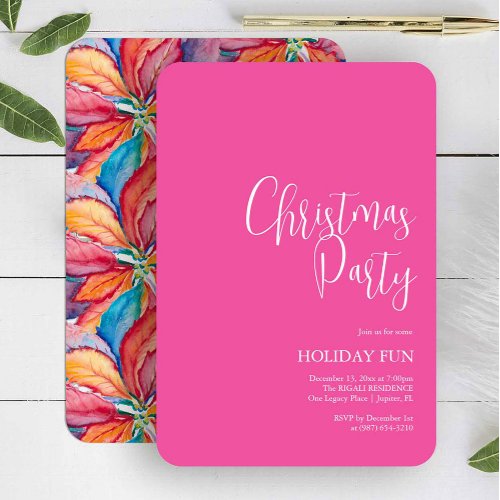 Custom Christmas Party Invites Fuchsia Pink