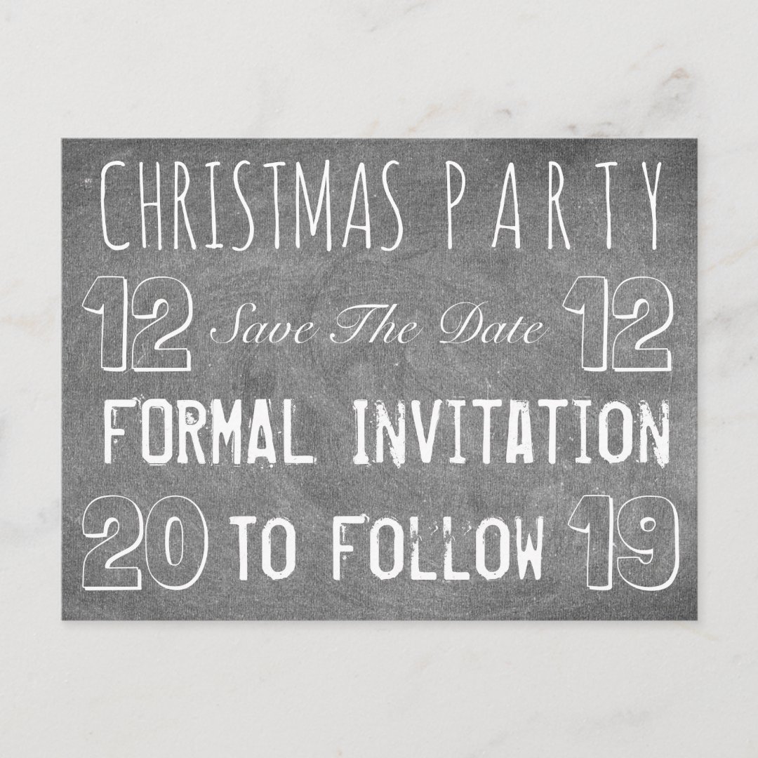 Custom Christmas Party Save The Date Chalkboard Announcement Postcard