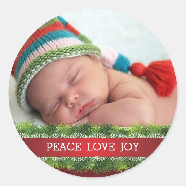 Custom Christmas Peace Love Joy Photo Sticker