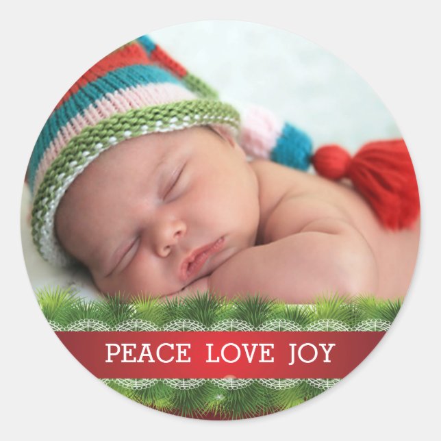 Custom Christmas Peace Love Joy Photo Sticker (Front)