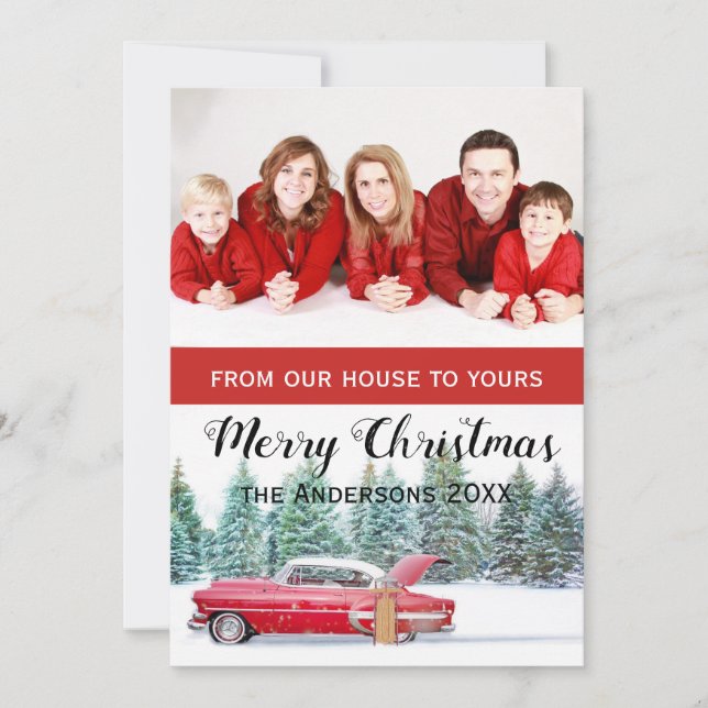 custom Christmas photo card classic car (Front)