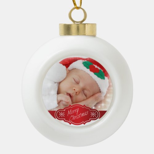 Custom Christmas Photo Ceramic Ball Christmas Ornament