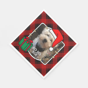 Custom Christmas Photo Frame Red and Black Plaid Napkins