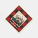 Custom Christmas Photo Frame Red and Black Plaid Napkins