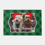 Custom Christmas Photo Frame Red and Green Plaid Doormat