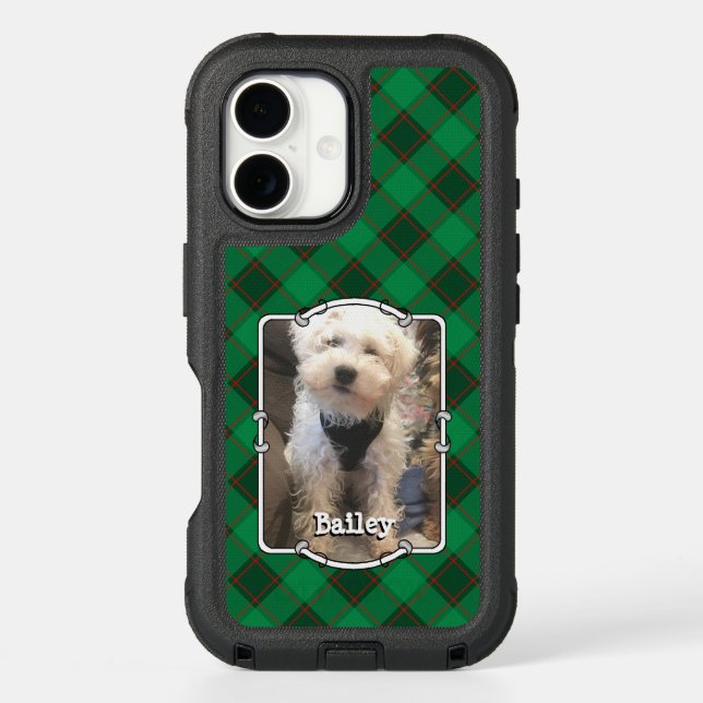 Custom Christmas Photo Frame Red and Green Plaid Otterbox iPhone Case (Back)