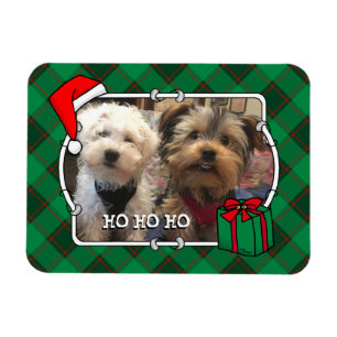 Custom Christmas Photo Frame Red & Green Plaid Magnet
