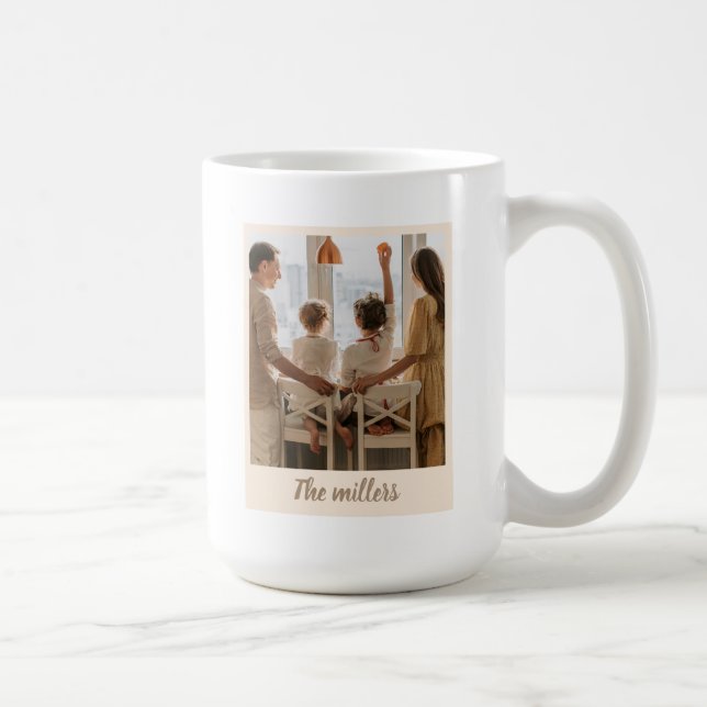 Custom Christmas Photo Mug with Beige Bow (Right)