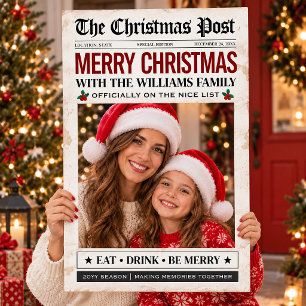 Custom Christmas Photo Prop Frame, Newspaper  Foam Board