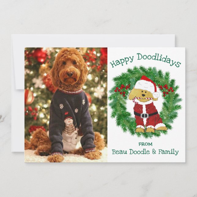 Custom Christmas Photo Santa Claus Goldendoodle (Front)