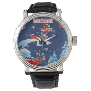 Custom Christmas Photo Wallpaper With Personalized Watch