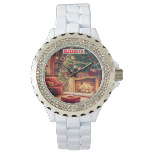 Custom Christmas Photo Wallpaper With Personalized Watch