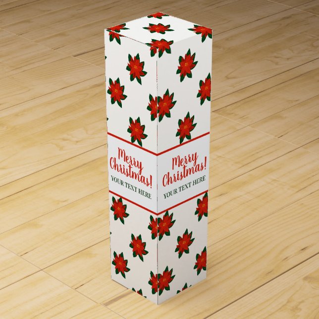 Custom Christmas poinsettia pattern wine box print (Back)