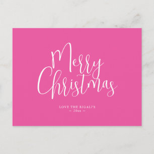 Custom Christmas Postcard Modern Fuchsia Pink