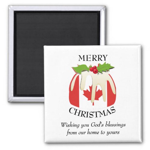 Custom Christmas Pudding Patriotic CANADA FLAG Magnet