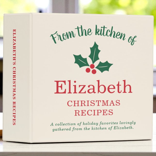 Custom Christmas Recipe Book Holly Berries 3 Ring Binder (Creator Uploaded)