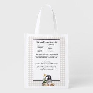 Custom Christmas Recipe Keepsake Watercolor Gnome Grocery Bag