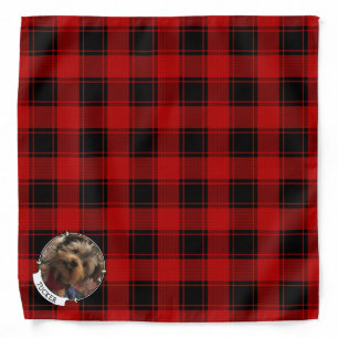 Custom Christmas Red and Black Plaid Photo Frame Bandana