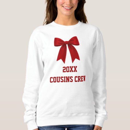 Custom Christmas Red Bow White Family Reunion Fun Sweatshirt