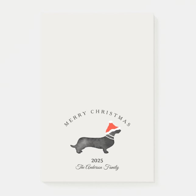 Custom Christmas red gray santa dachsund Post-it Notes (Front)