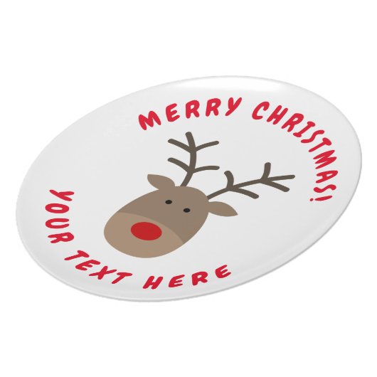 Custom Christmas reindeer melamine dinner plates (Left Side)