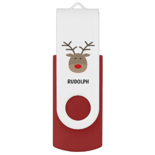 Custom Christmas reindeer swivel USB flash drive