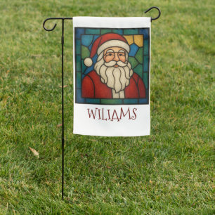 Custom Christmas Santa Art Deco Stained Glass Garden Flag