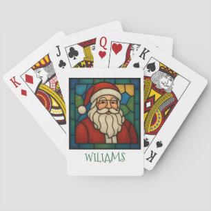 Custom Christmas Santa Art Deco Stained Glass Poker Cards