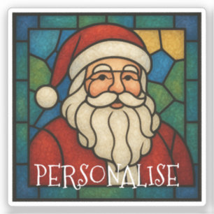Custom Christmas Santa Art Deco Stained Glass Sticker