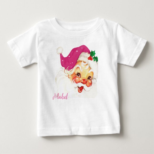 Custom Christmas Santa Claus Baby T-Shirt (Front)