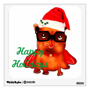 Custom christmas santa holiday bulldog wall sticker